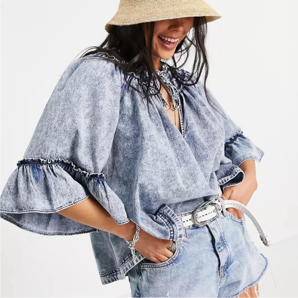 Free People Ainsley Acid Wash Top - Picture 3 of 7